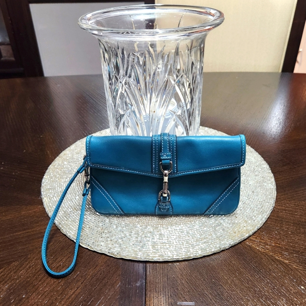 Vintage Teal Coach Wristlet
